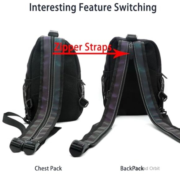 Geometric Holographic Backpack Convertible Chest Bag Daypack Travel